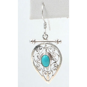 Sterling silver Jali pendent with Turquoise stone RPe2010T